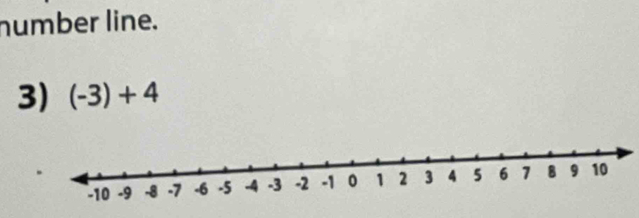 number line. 
3) (-3)+4