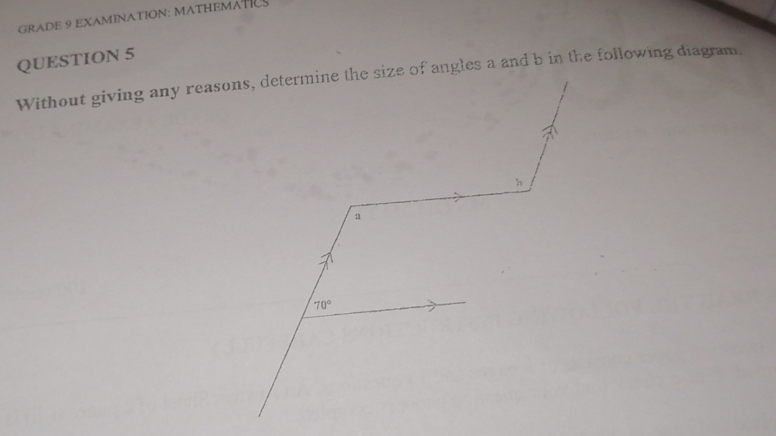 GRADE 9 EXAMINATION: MATHEMATICS
QUESTION 5