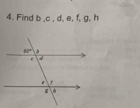 Find b ,c , d, e, f, g, h