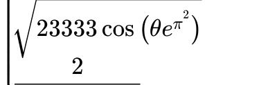 sqrt(frac 23333cos (θ e^(π ^2)))2