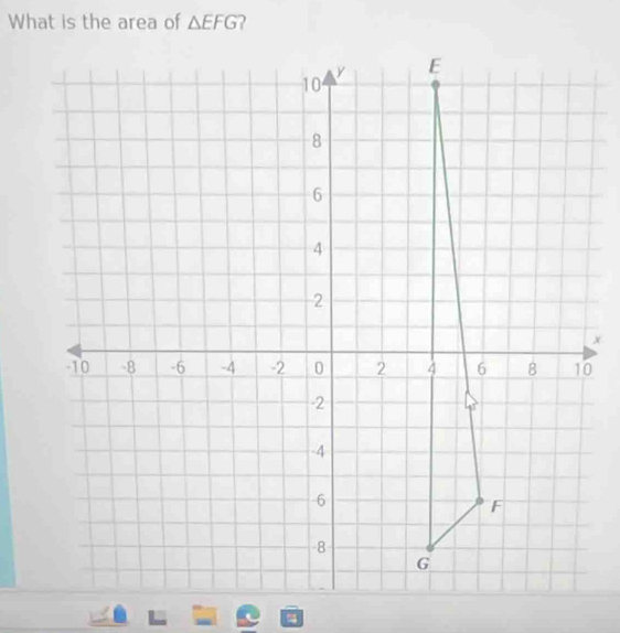 What is the area of △ EFG 2
x
0