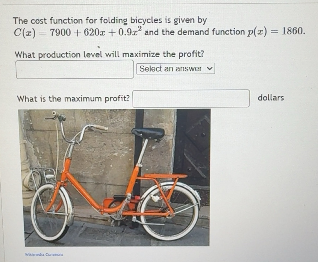 Solved: The cost function for folding bicycles is given by C(x)=7900 ...