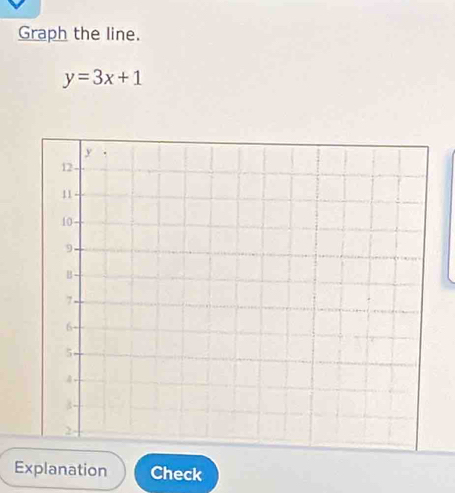 Graph the line.
y=3x+1
Explanation Check