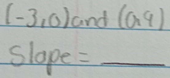 (-3,0) and 0
slope = _