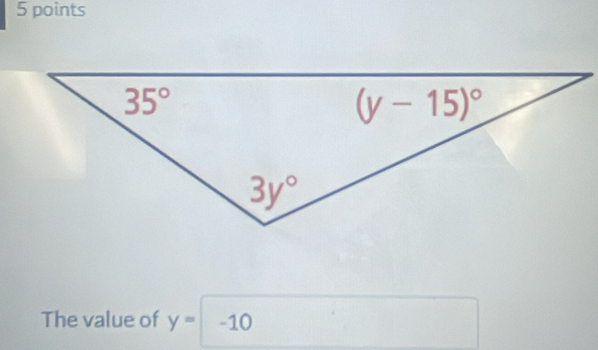 The value of y=-10