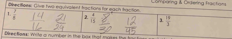 Comparin
the fractic