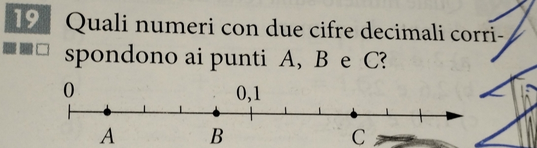 Quali numeri con due cifre decimali corri-
spondono ai punti A, B e C?
A
B
C