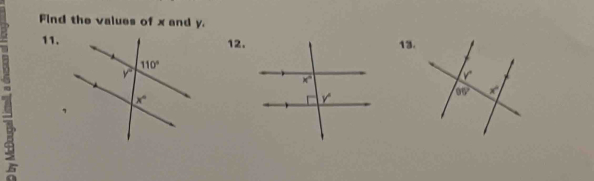 Find the values of x and y.
11.12.13.
1
B