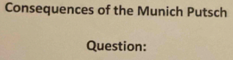 Consequences of the Munich Putsch 
Question: