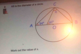 AB is the dlam
Work out the value of x.