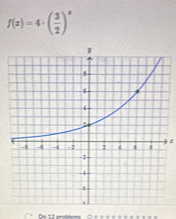 f(x)=4· ( 3/2 )^x
z 
Do 12 problems