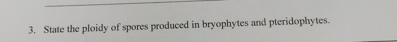 State the ploidy of spores produced in bryophytes and pteridophytes.