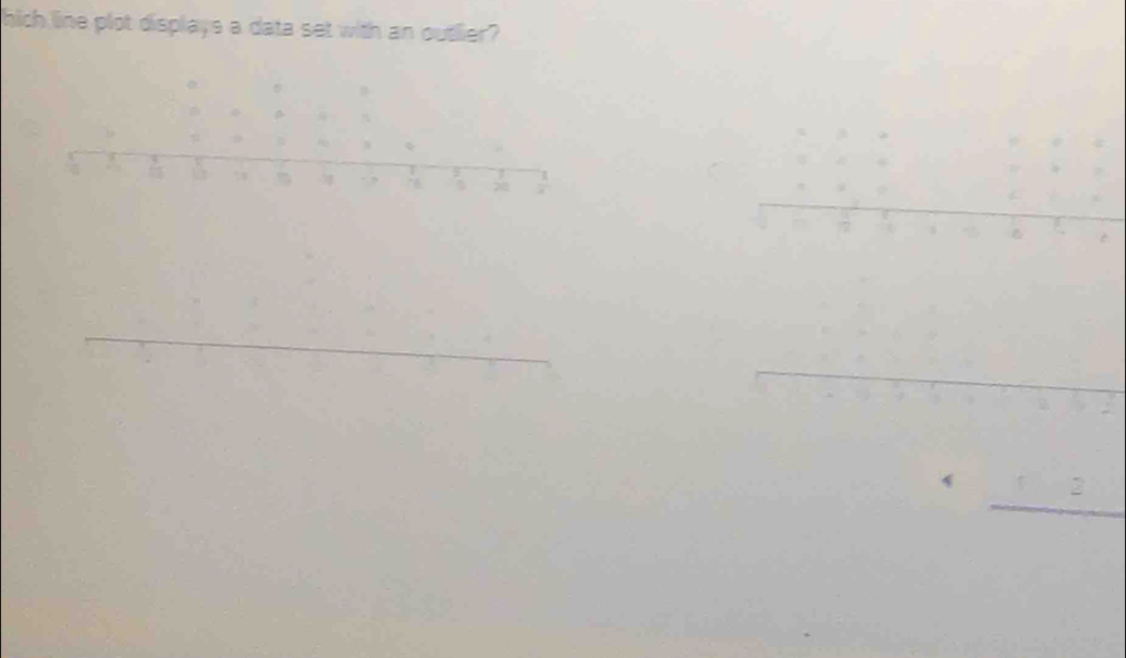 hich line plot displays a data set with an outlier? 
/2 
□^1