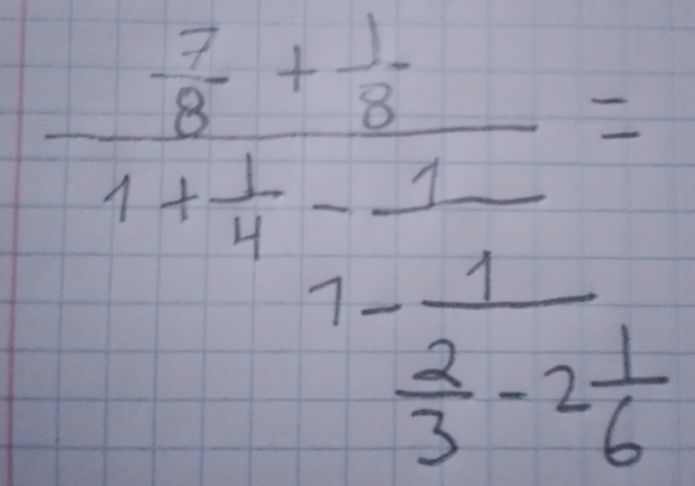 frac  2/5 + 1/4 1+ 1/4 - 1/3 =