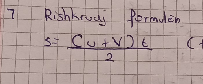 Rishkruaj formulen
s= ((v+v)t)/2 
C