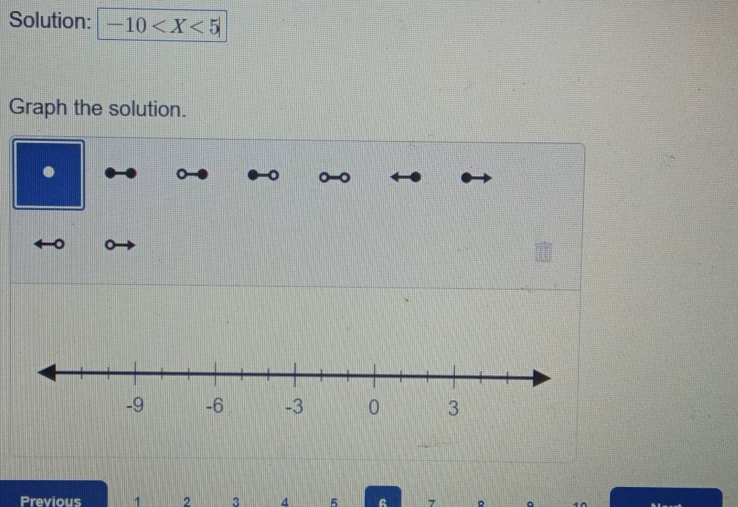 Solution: -10
Graph the solution. 
. 
Previous 1 2 3 4 5 7 。 。