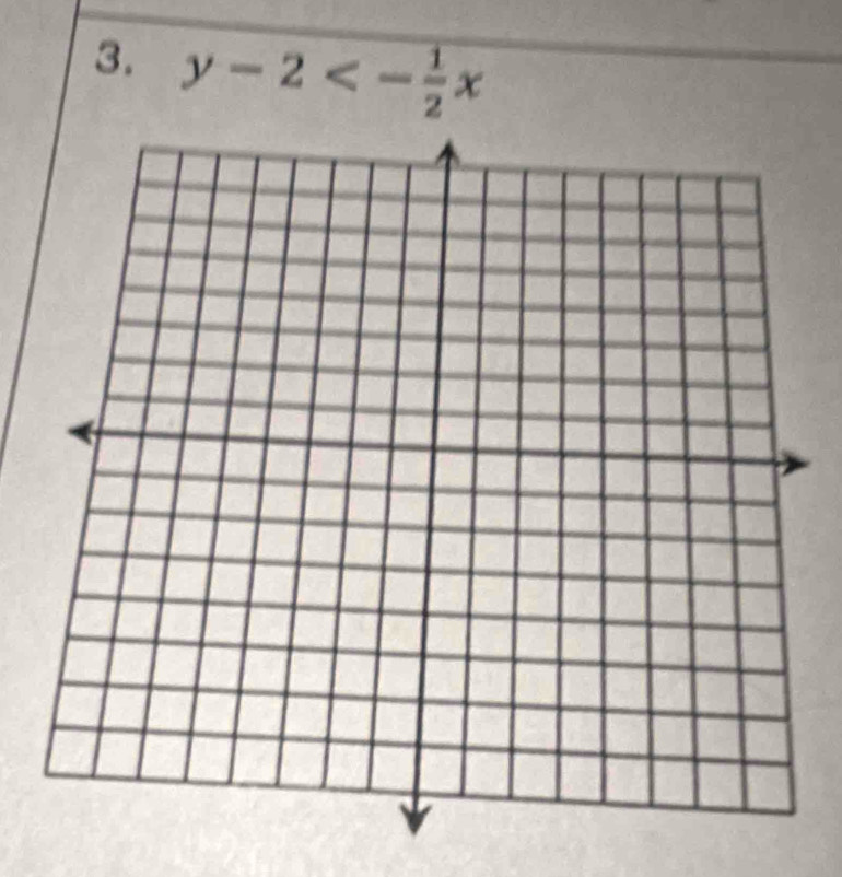 y-2<- 1/2 x