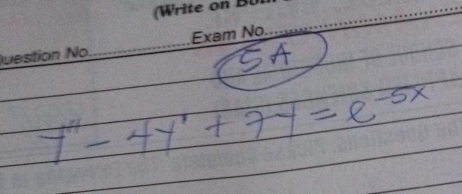 5A
y''-4y'+7y=e^(-5x)