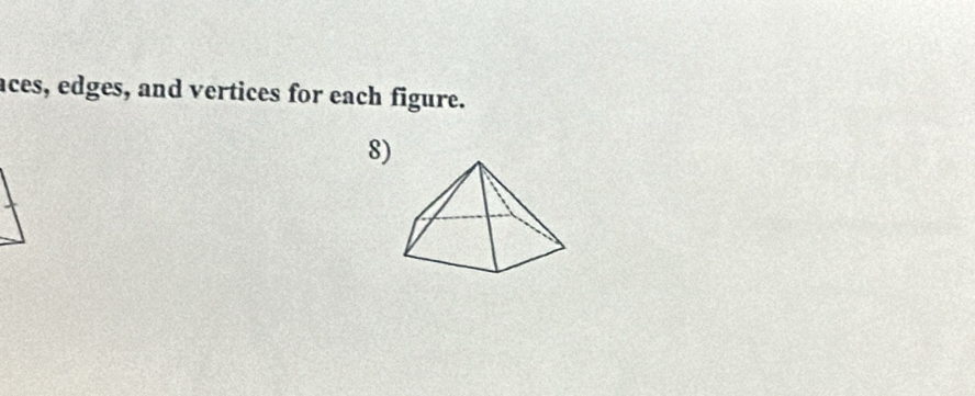 aces, edges, and vertices for each figure. 
8