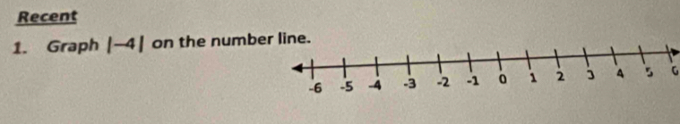 Recent 
1. Graph |-4| on the numb 
G