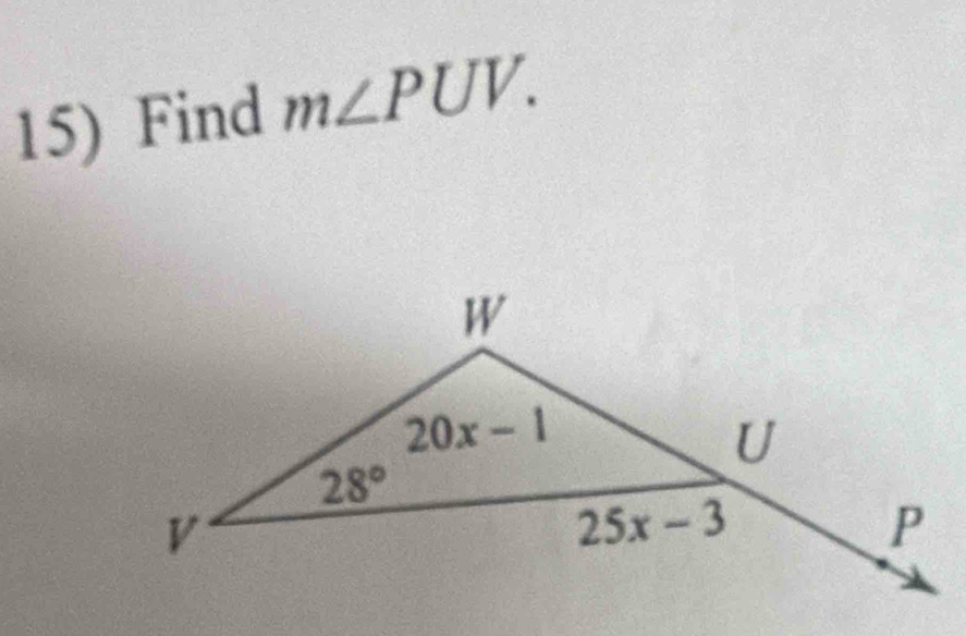 Find m∠ PUV.