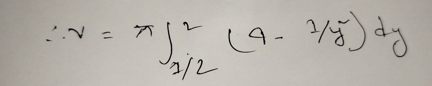 ∴ v=π /2(4-1/y)dy