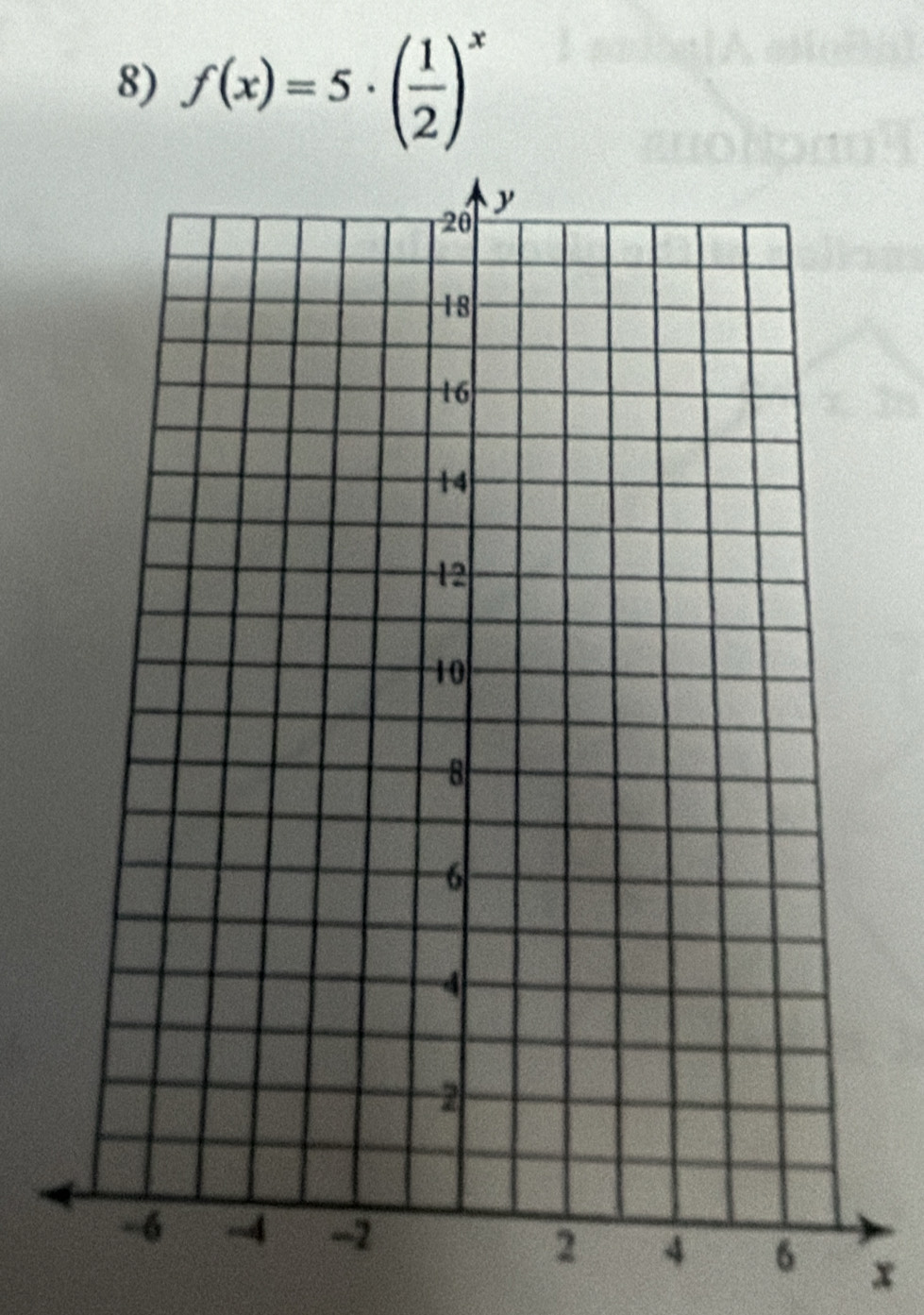 f(x)=5· ( 1/2 )^x
6 x