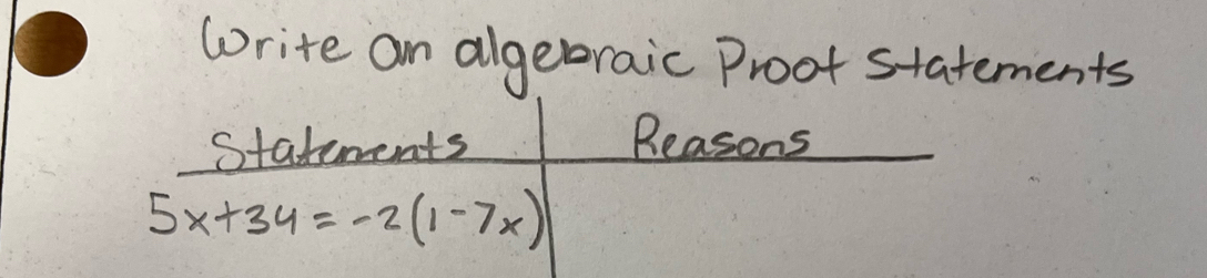 Write an algebraic Proot statements