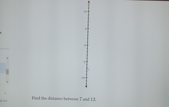 Out Find the distance between 7 and 12.