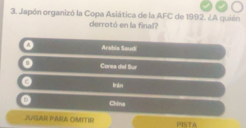 Solved: Japón organizó la Copa Asiática de la AFC de 1992. ¿A quién ...
