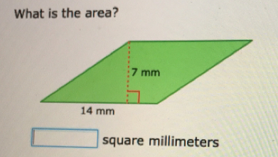 What is the area?
square millimeters