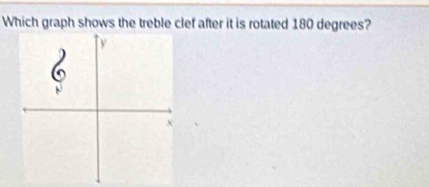 Solved: Which graph shows the treble clef after it is rotated 180 ...