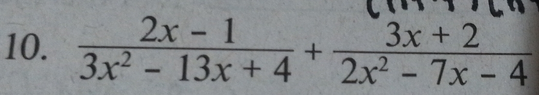  (2x-1)/3x^2-13x+4 + (3x+2)/2x^2-7x-4 