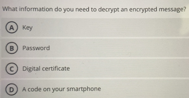 Solved: What information do you need to decrypt an encrypted message? A ...