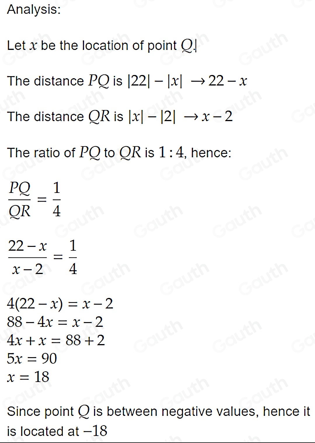 Solved: In the figure below, Q lies between P and R. Find the location ...