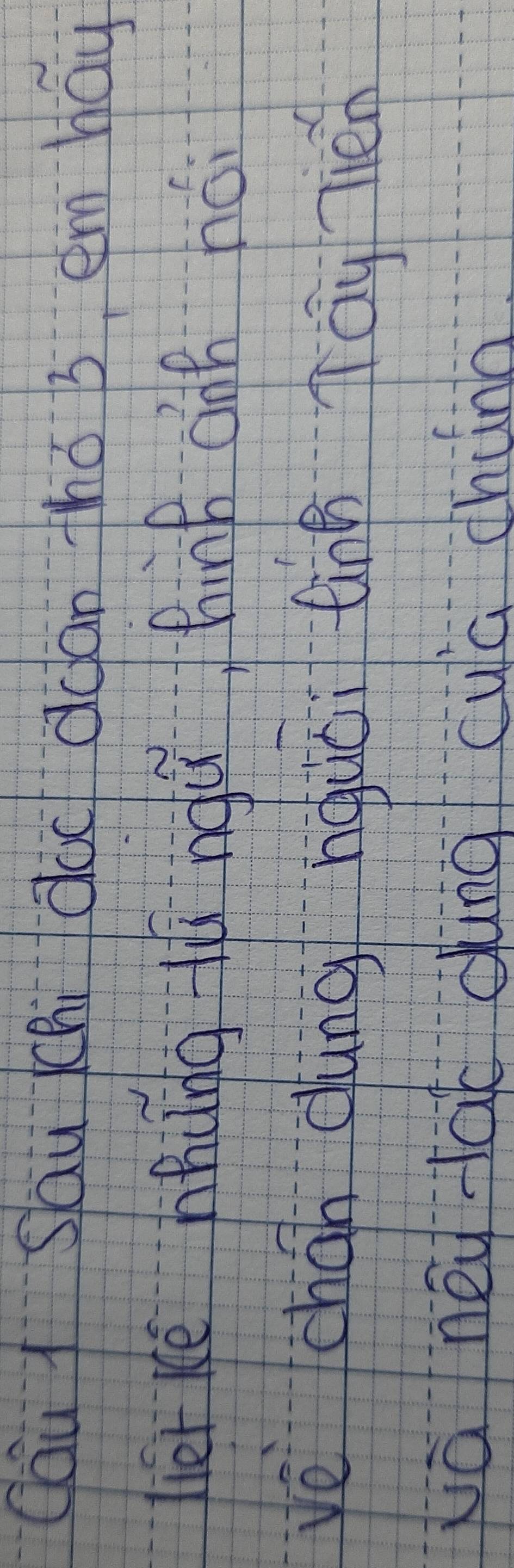 Qau I Sau (chi doc dan thó 3 em hay 
lier Ké hhàng lí ngú Chinh áon hói 
vè chán chung hquǔi tīng Tāy lén 
wānéu láo àung cuā chūna