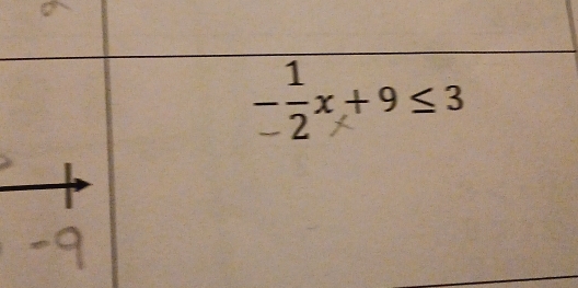 - 1/2 x+9≤ 3