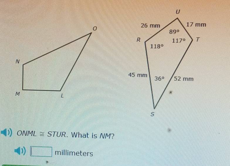 ONML≌ STUR. What is NM?
□ millimeters