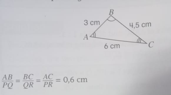  AB/PQ = BC/QR = AC/PR =0,6cm