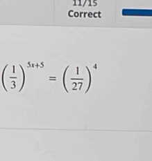 ( 1/3 )^5x+5=( 1/27 )^4