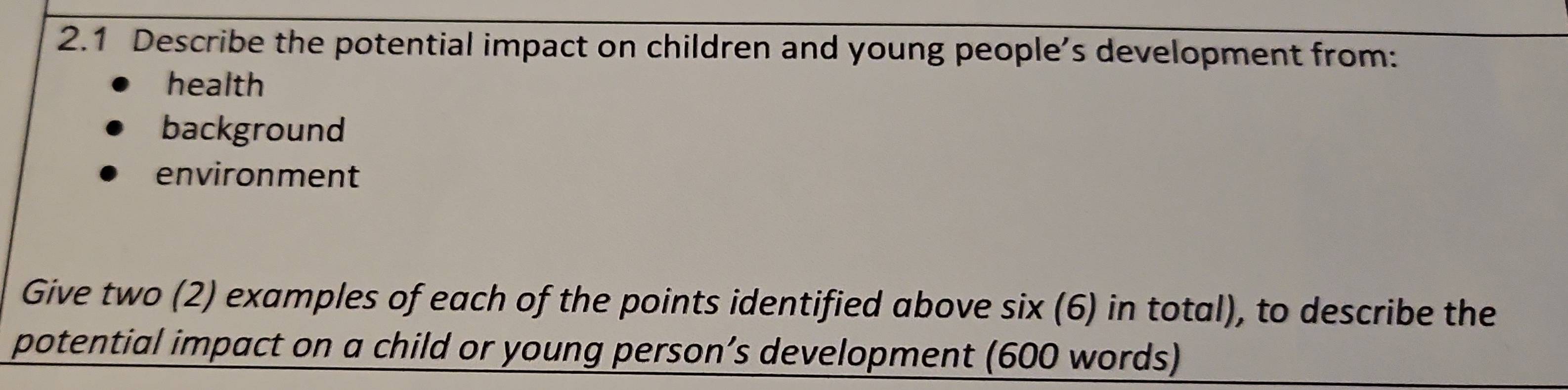 Solved: 2.1 Describe the potential impact on children and young people ...
