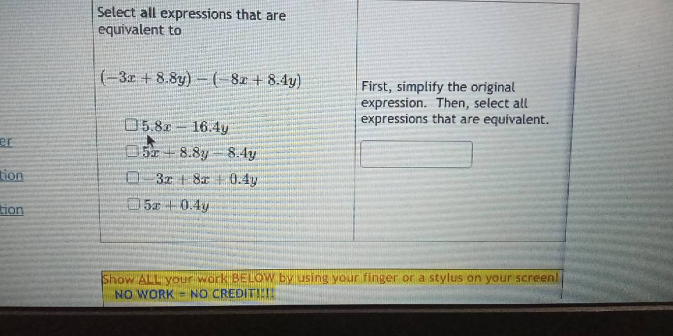 Select all expressions that are
er
tion
tion