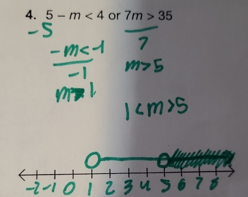 5-m<4</tex> or 7m>35