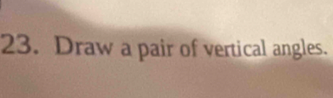 Draw a pair of vertical angles.