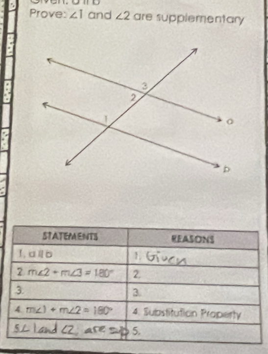 9116
Prove: ∠ I and ∠ 2 are supplementary