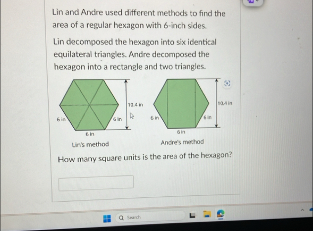 Solved: Lin and Andre used different methods to find the area of a ...