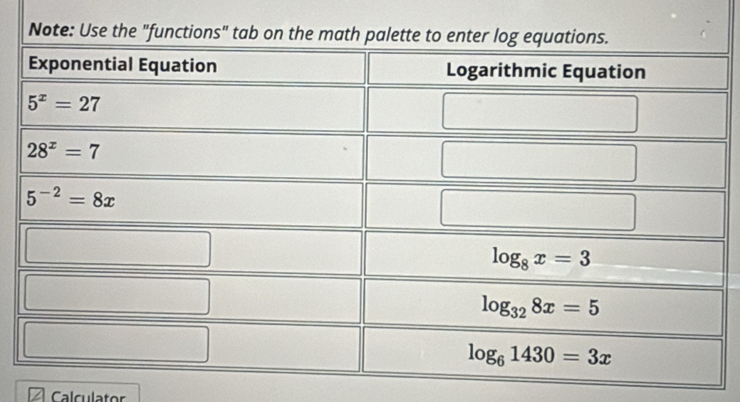 Note: Use the "funct
Calculator