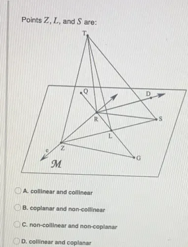 Solved: collinear and collinear B. coplanar and non-collinear C. non ...