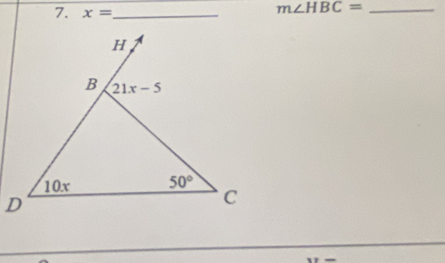 x= _
m∠ HBC= _
b -