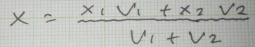 x=frac x_1v_1+x_2v_2v_1+v_2